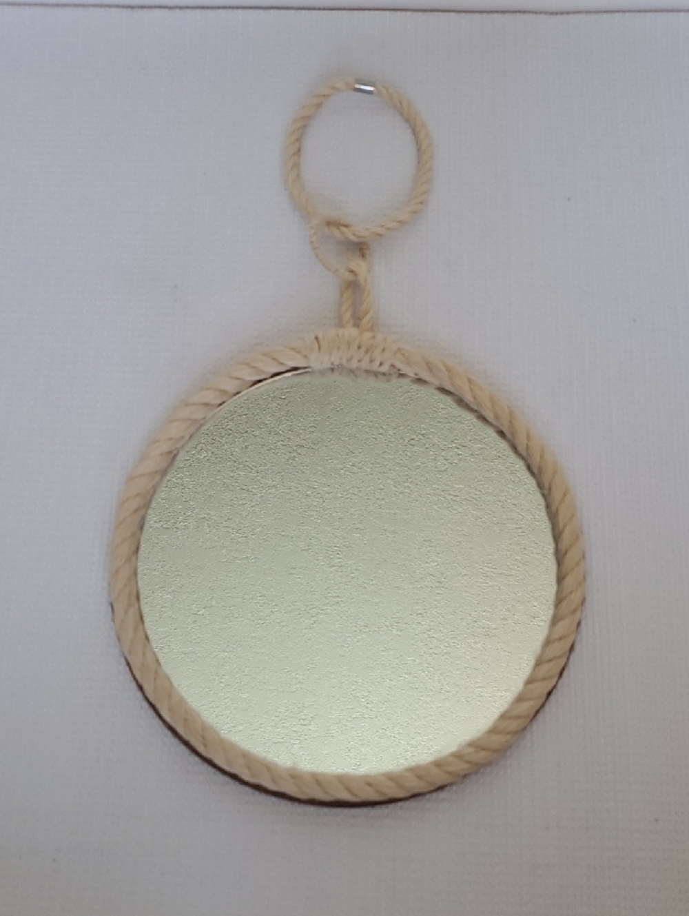 White Jute Twisted Rope  Framed  Hanging Mirror 8.75" - Set of 2